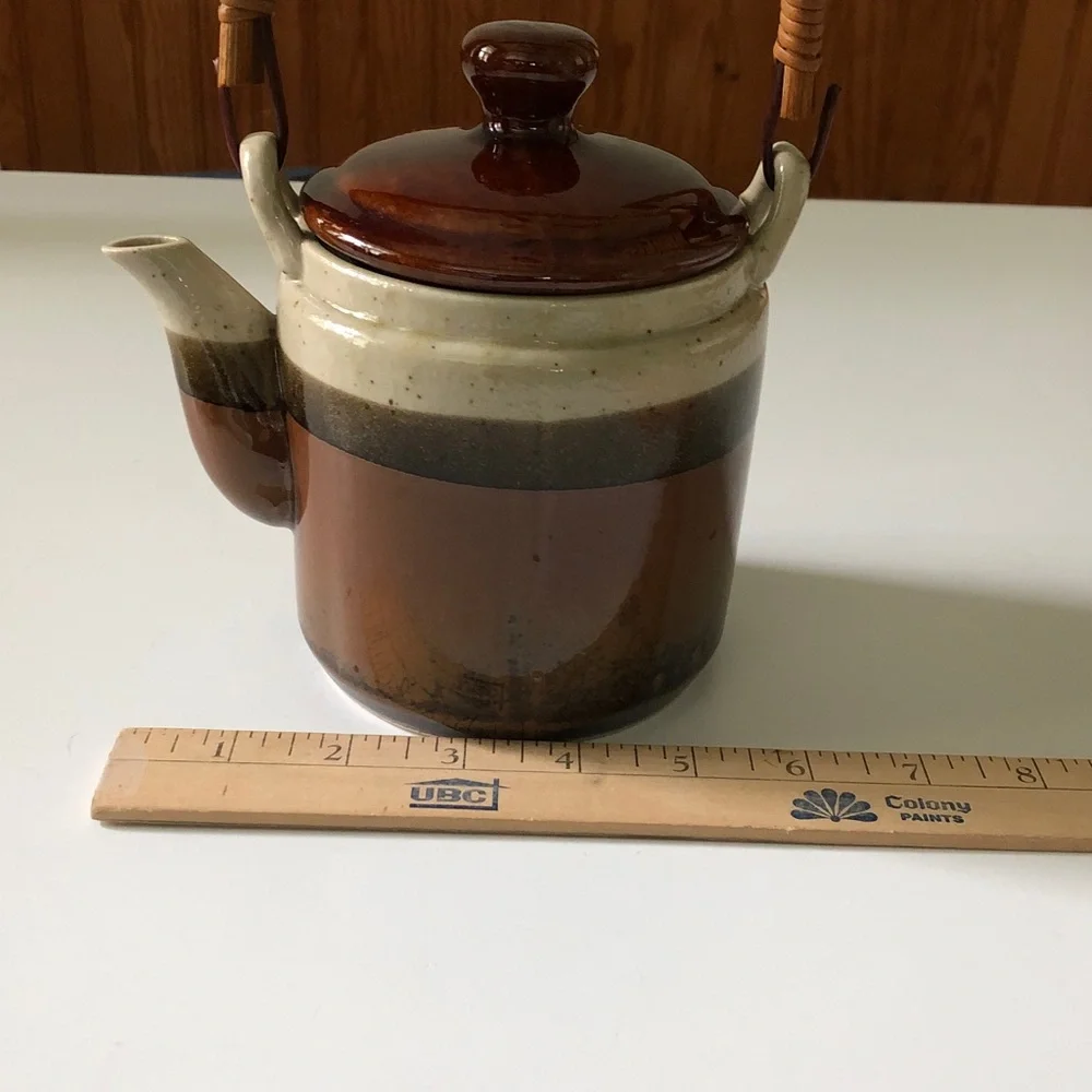 Vintage Takahashi San Francisco Three Tone Stoneware Teapot Made in Japan MCM